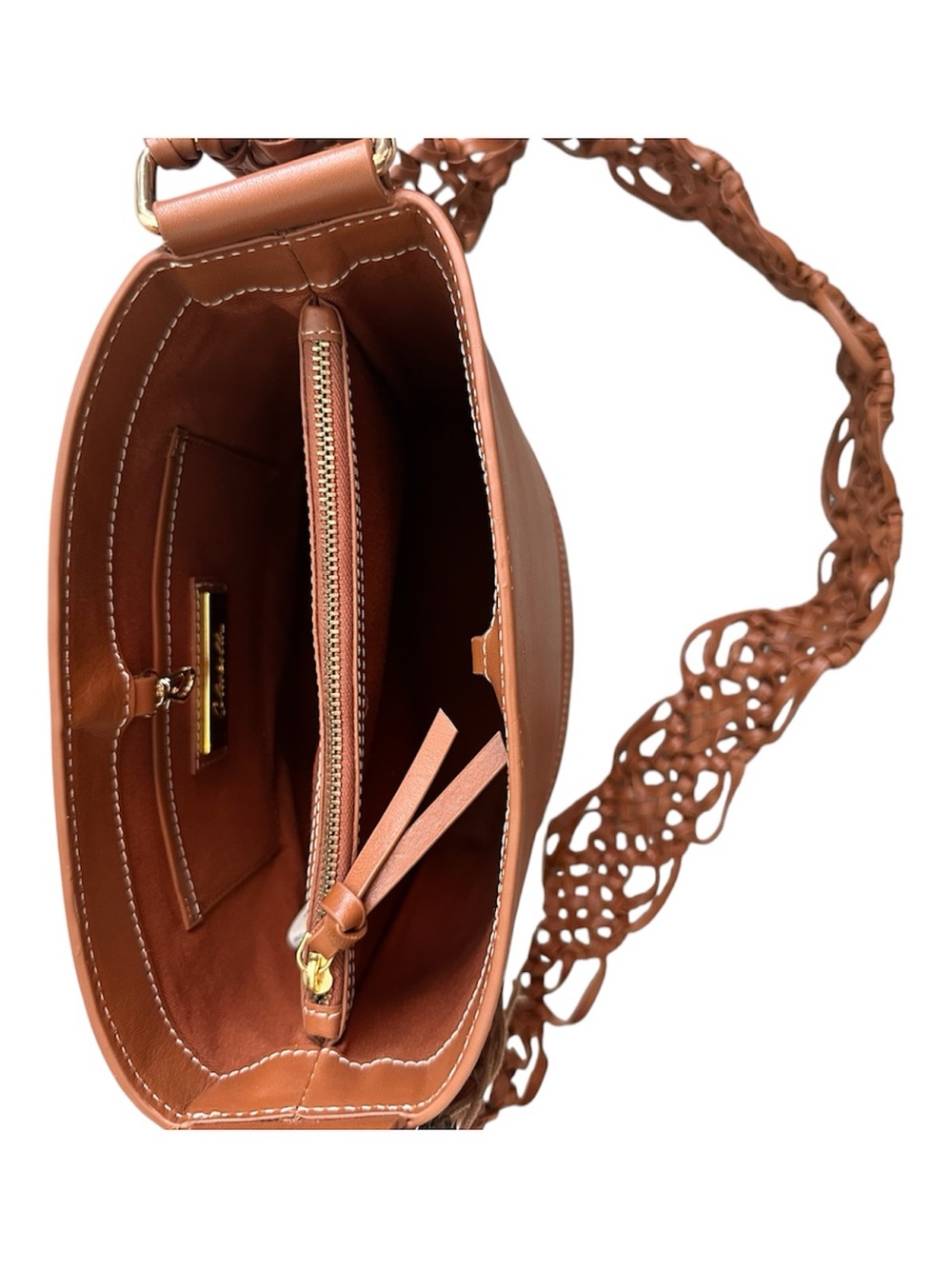 Cleobella Siobhan Brown Bucket Bag | Leather Boho Crossbody Shoulder Purse - Picture 9 of 13